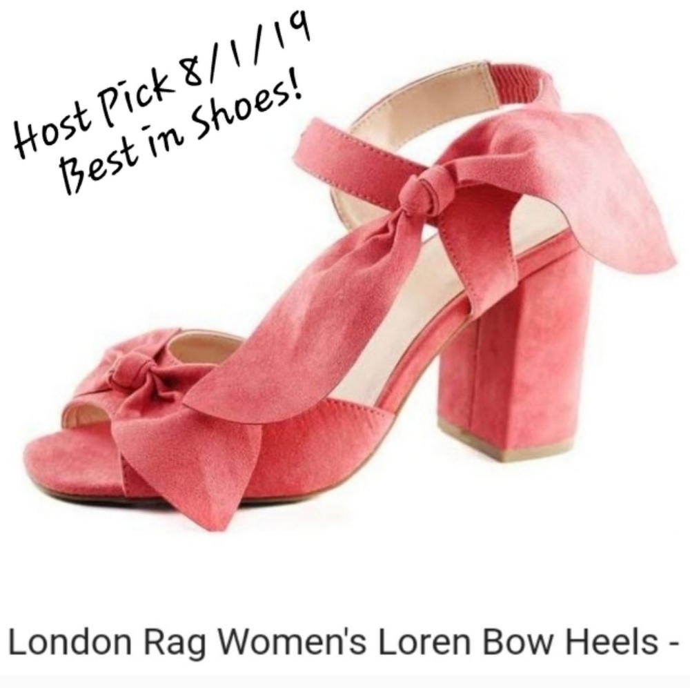 ** London Rag Soft Coral Loren Chunky Heels w/ Bow